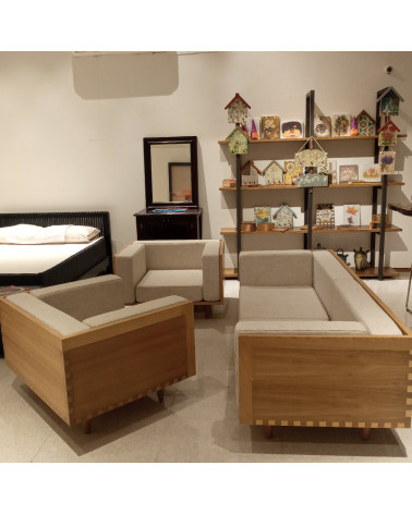 Juego de Butaca y Sofa de Tableros/ Color Natural